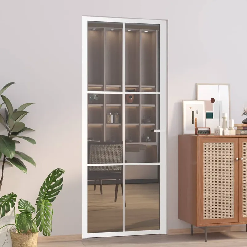 vidaXL Innerdörr 83×201,5 cm vit ESG-glas och aluminium (#2818)