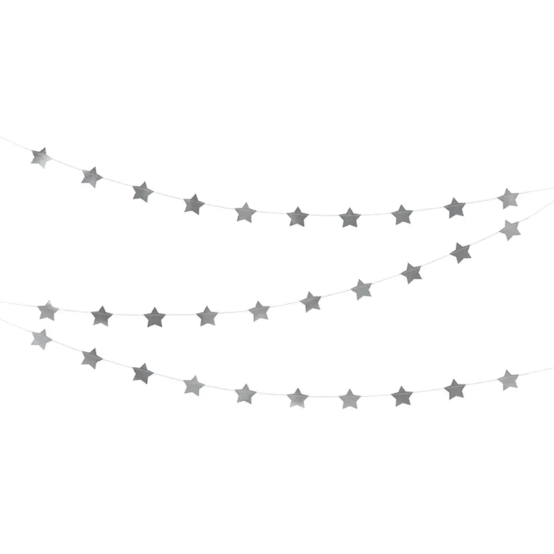 Girlang | Silver | 3,6 m | Stjärnor