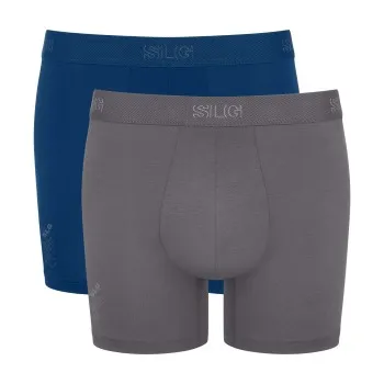 Sloggi Kalsonger 2P SLG Base Short Marin/Grå bomull Medium Herr