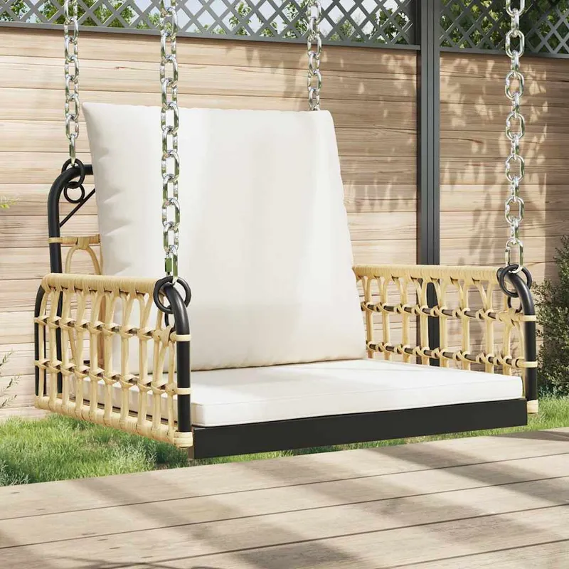 Vidaxl Gunga Med Kuddar, 63X58X39 Cm, Polyrattan Och Stål