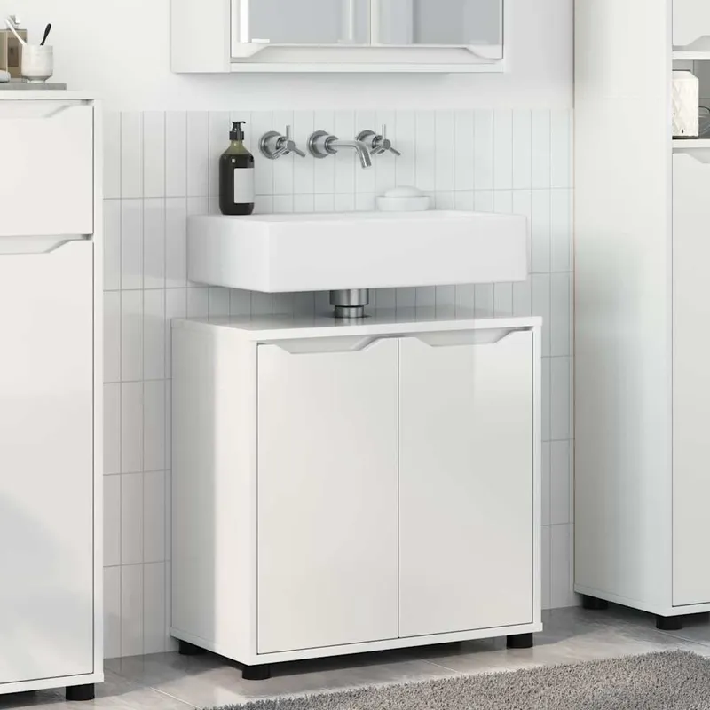 vidaXL Badrumsvaskskåp Högblanka vita 60 x 30 x 60 cm Konstruerat trä