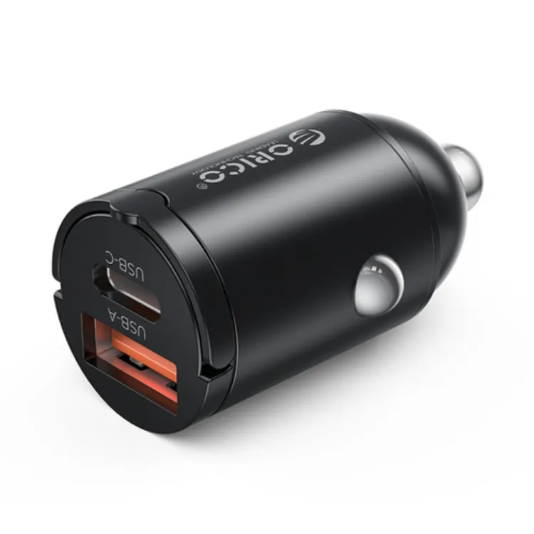 ORICO MiniRing 30W USB-A + USB-C Car Charger - Black