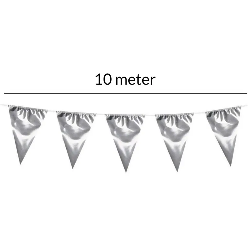 Flaggirlang 10 meter - silverfärgad vimpelgirlang