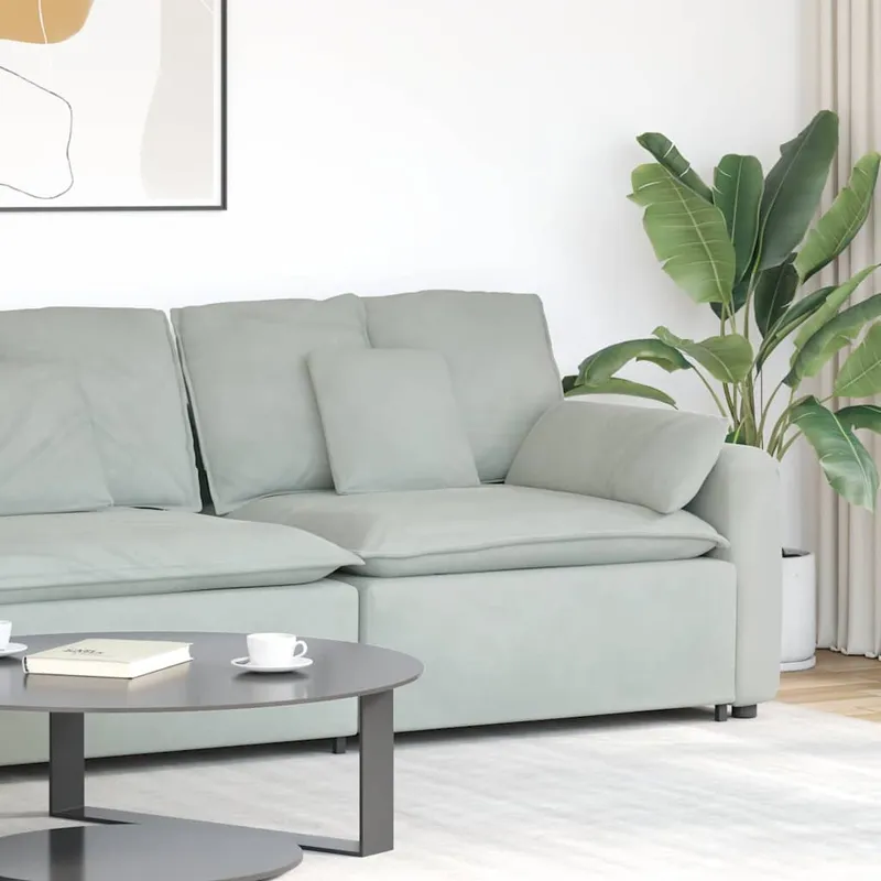 vidaXL Modulär soffa armstödsändmodul med dynor ljusgrå 100 cm (#6445)