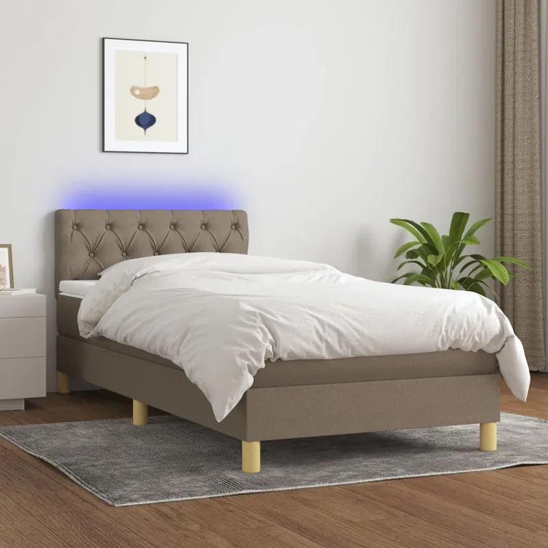 vidaXL Ramsäng med madrass & LED taupe 80×200 cm tyg (#4374)
