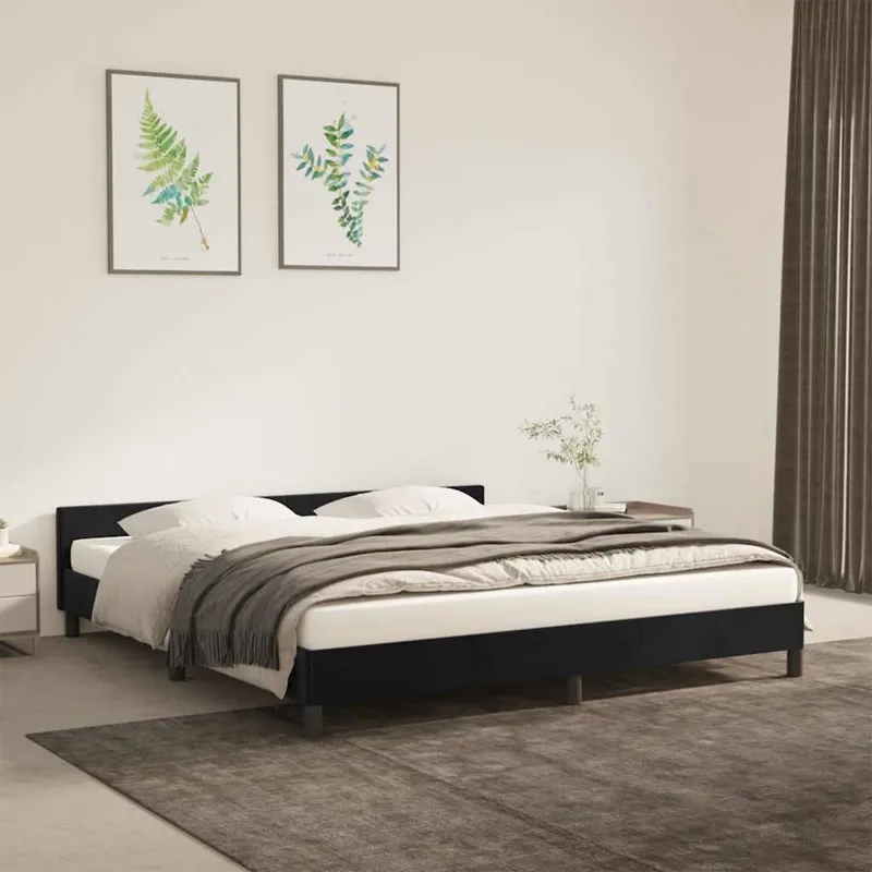 vidaXL Sängram utan madrass svart 160×200 cm sammet