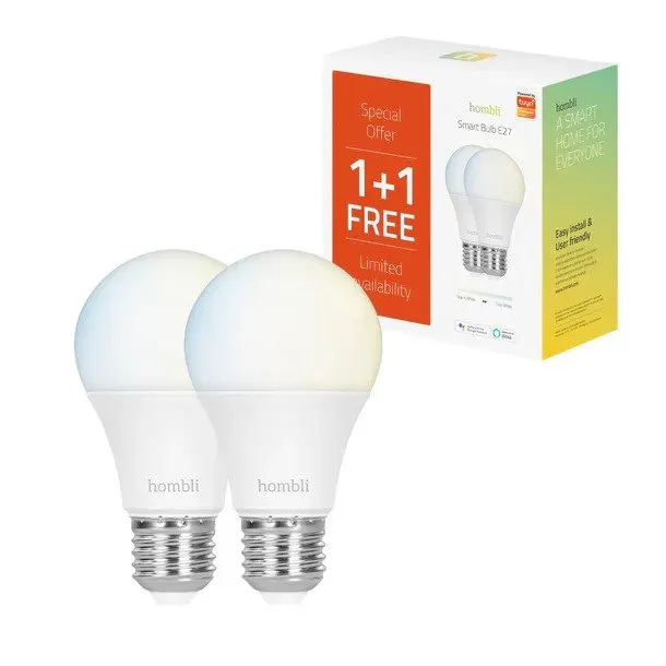 Hombli HBPP-0102, Smart glödlampa, Multifärg, Vit, E27, Glödlampa päron, Multi, Vit, 800 LM