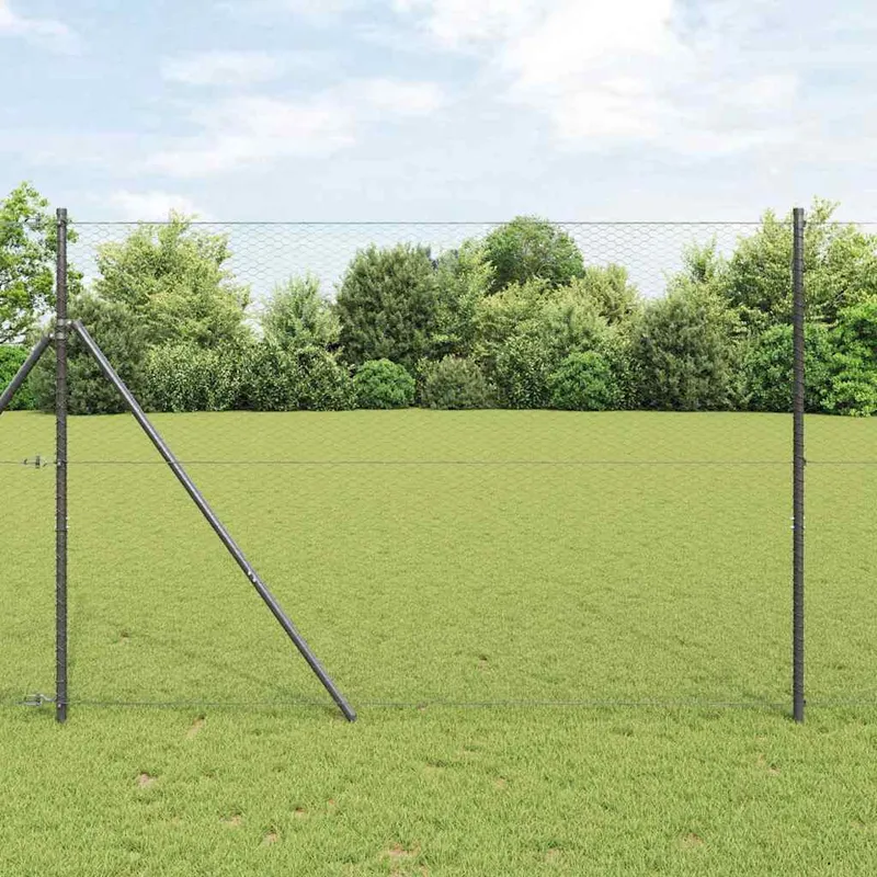 vidaXL Hexagonstängsel 1,5 x 10 m PVC Grå (#4870)