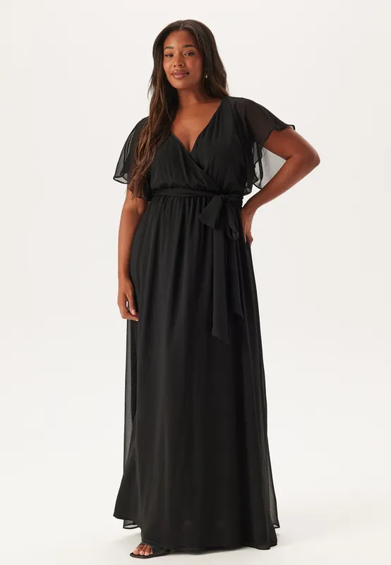 Flutter Sleeve Chiffon Maxi Curve Dress (#0003)