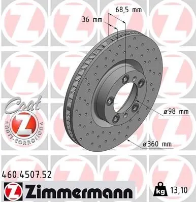 Bromsskiva ZIMMERMANN 460.4507.52