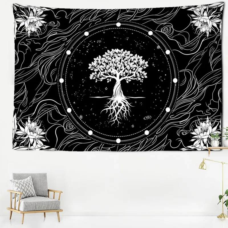 Fargerikt Petal Life Treveggteppe Psykedelisk Hekseri Hippie Tapestry Bohemsk Stue Soverom Hjemmedekor 95x70CM (#0672)