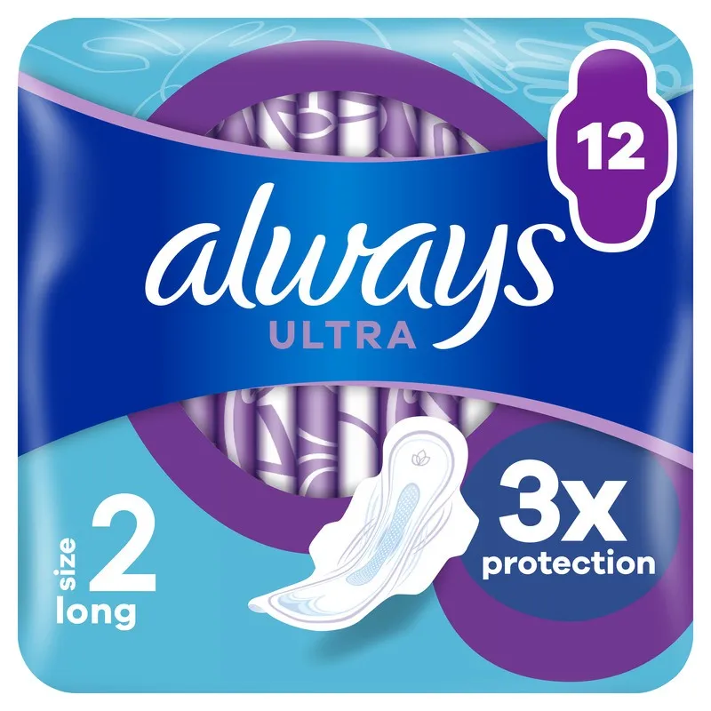 Always Ultra Sanitetsbindor Long Med Vingar S2 12 st