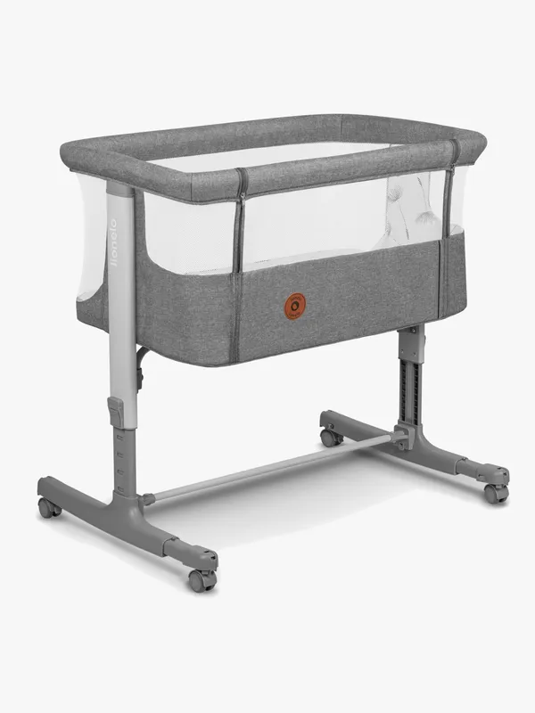 Lionelo Aurora Bedside Crib 3-i-1, Grey Concrete