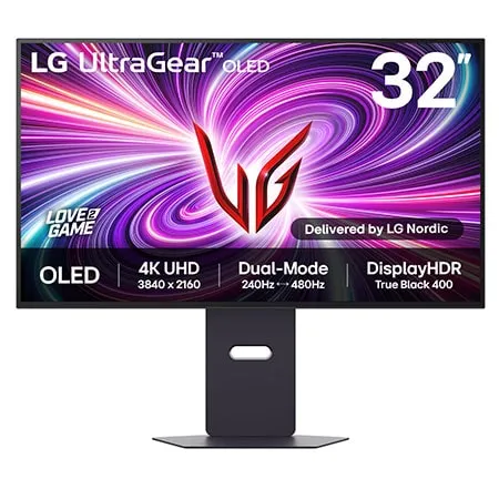LG 32″ UltraGear™ Dual-Mode OLED-spelskärm | 4K UHD, 0,03ms (GtG), DisplayHDR True Black 400 - 32GS95UV-B