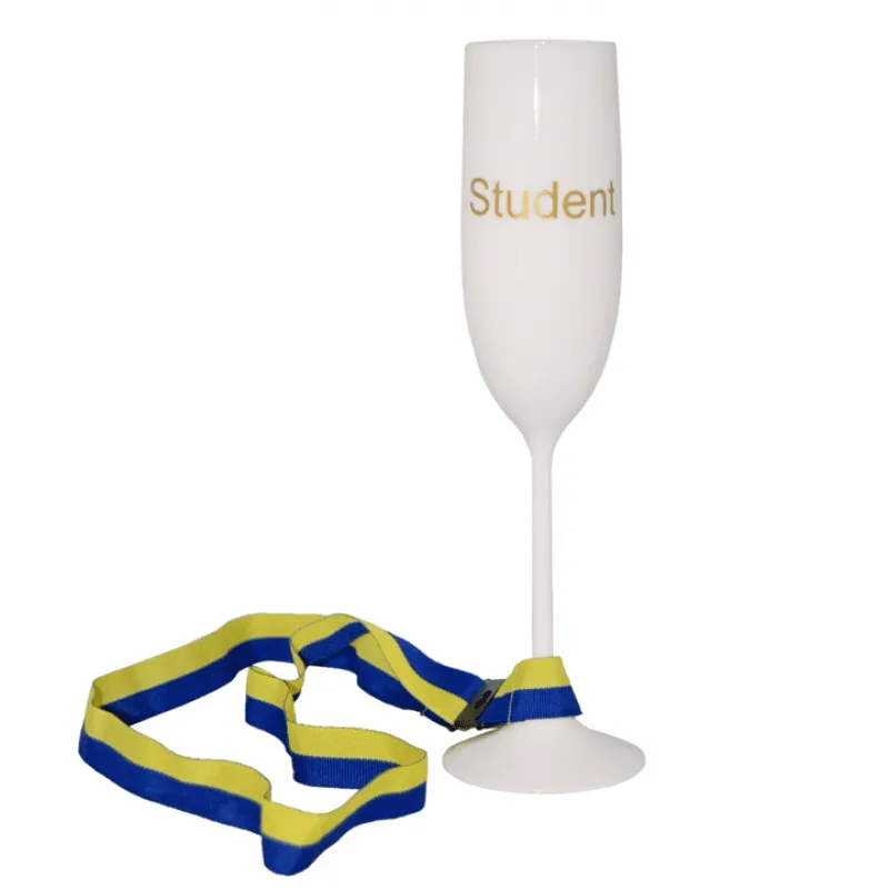 Champagneglas för Studenter med Blågult Band