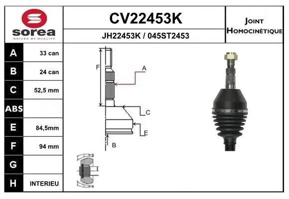 Ledsats, drivaxel EAI CV22453K
