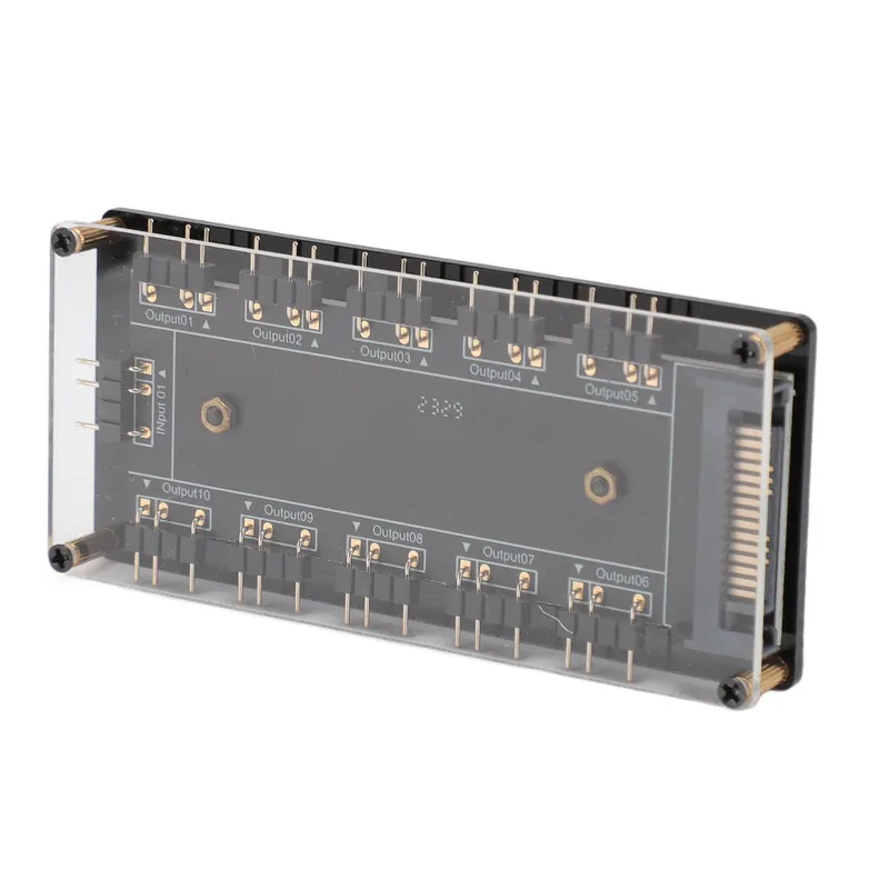 5V 3-pin ARGB Hub 10-vägs RGB-splitterhub med akrylfodral Moderkortskabel Universell RGB-fläkthubb