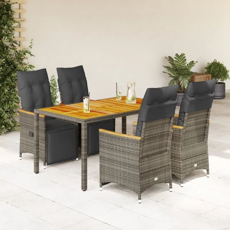 vidaXL Caféset med dynor 5 delar konstrotting grå (#6951)