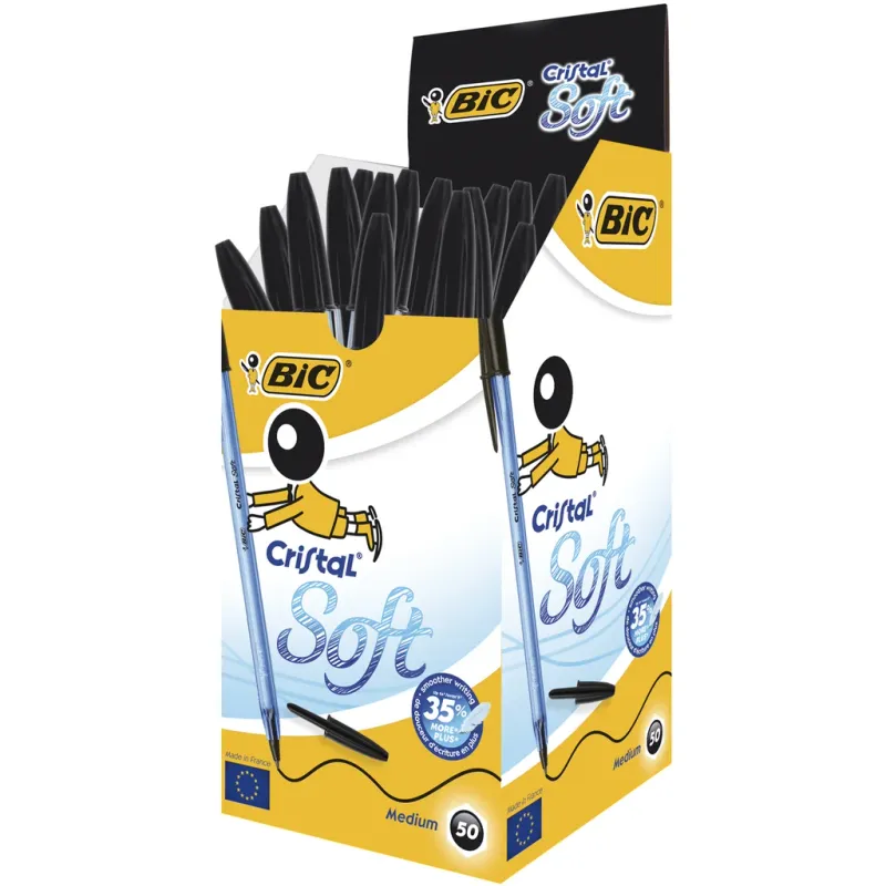 BIC Cristal SOFT - Kulspetspenna - svart - 1.2 mm - medel (paket om 50)