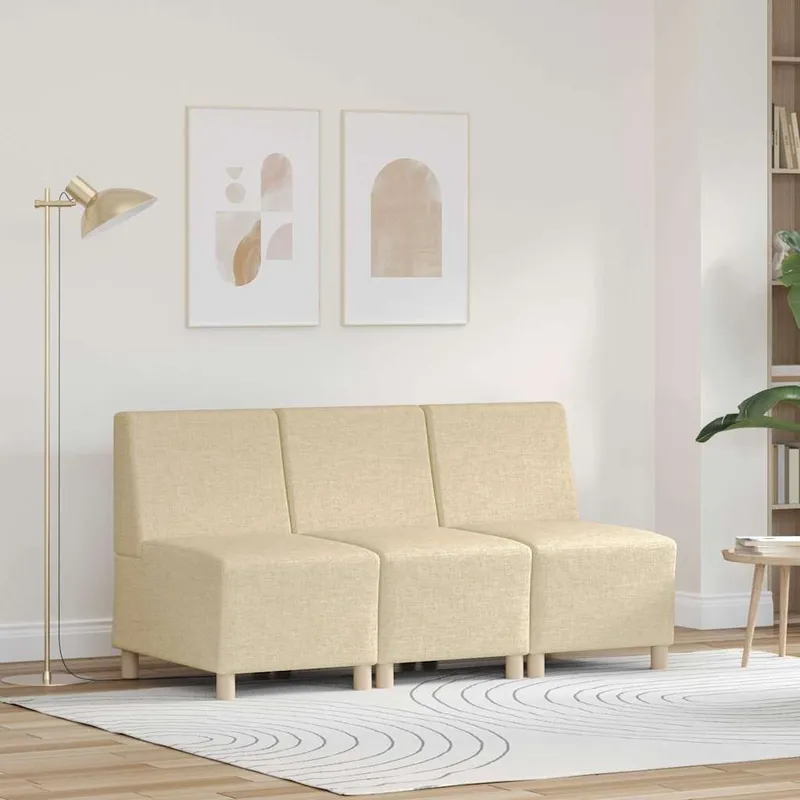 vidaXL Modulsofa utan armstöd 3 st Kräm tyg