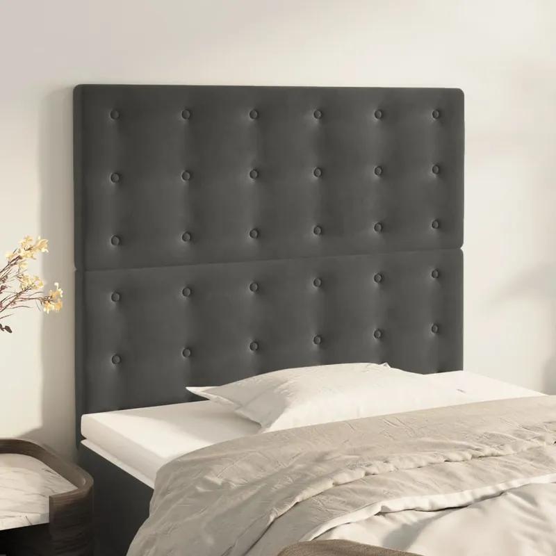 vidaXL Sänggavel mörkgrå 100x5x118/128 cm sammet