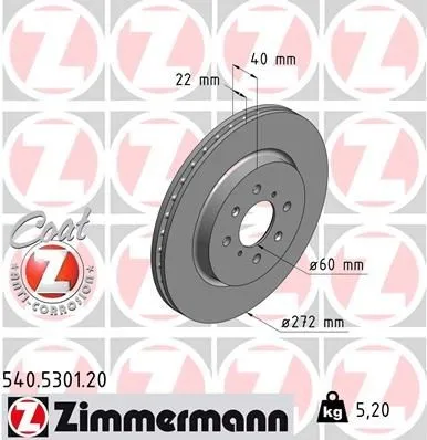 Bromsskiva ZIMMERMANN 540.5301.20