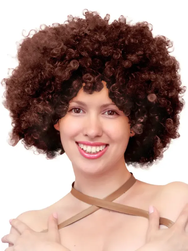 Peruk Afro Brun
