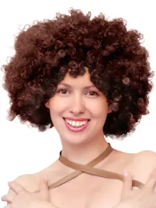 Peruk Afro Brun