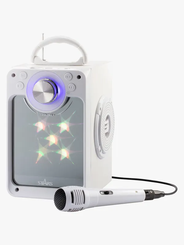 Karaoke Machine with Bluetooth Disco LED Light White Stars