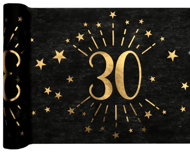 Duk (löpare) Svart & Guld 30 år, 30×500 cm