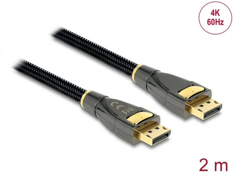Delock DisplayPort 1.2-kabel hane till DisplayPort-hane 4K 60 Hz 2m Premium