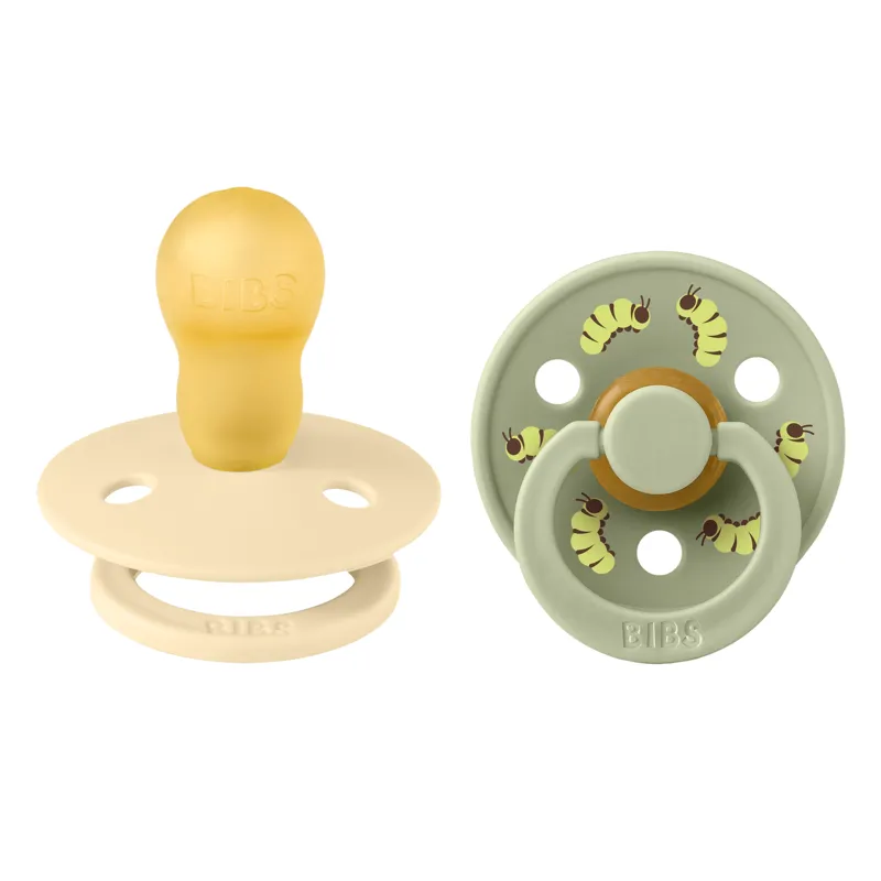 BIBS Studio Colour Napp Caterpillar Mix 2-Pack Latex Stl 3 Rund, Silk/Sage
