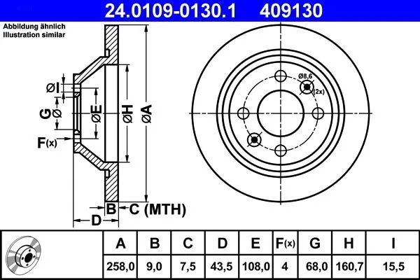 Bromsskiva ATE 24.0109-0130.1