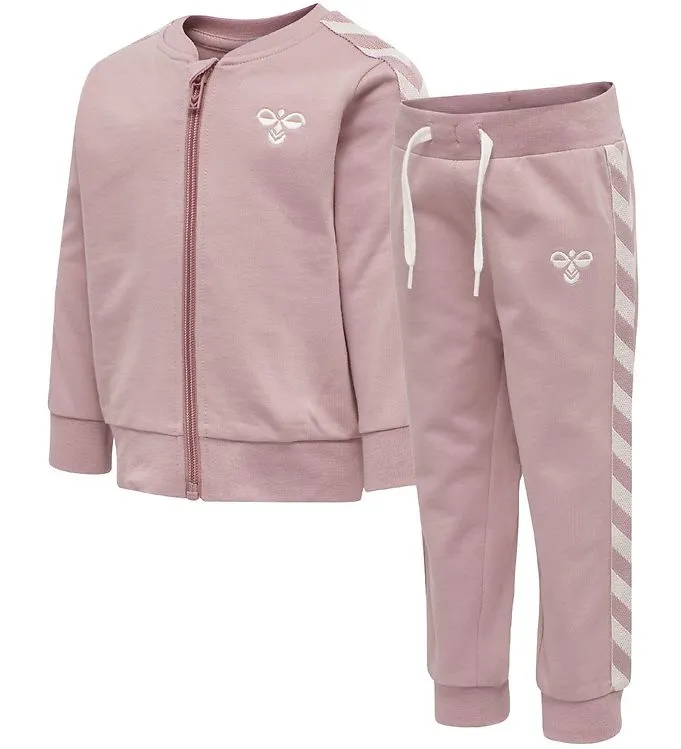 Hummel Sweatset - HMLBille - Rosa m. Vit (#1472)