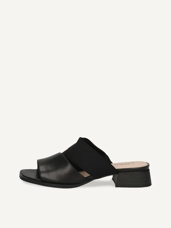 CAPRICE Mule, black, made of Leather and synthetic with Block heel, Size 39