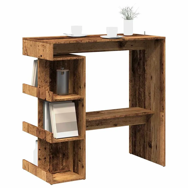Vidaxl Barbord med Hyllor, Gammalt Trä, 100X48X101,5 Cm