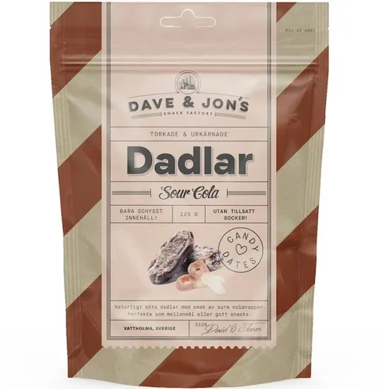 Dave & Jons Dadlar Sour Cola 125 gram BF 2026-08-25