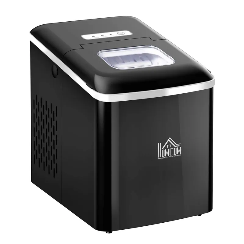 Svart Iskubsmaskin 12Kg/24H LED Självrengörande