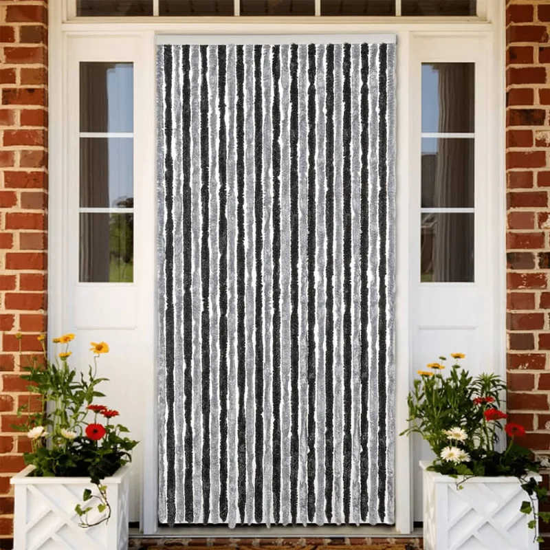 vidaXL Insektsgardin grå och svart 118×220 cm chenille