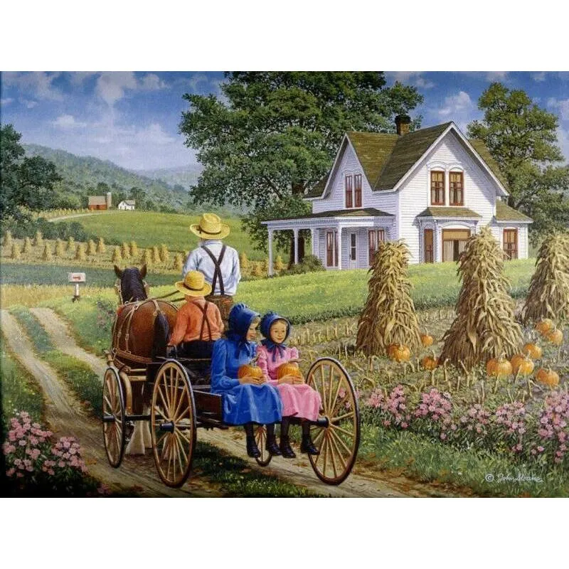 Gör-det-själv-diamantmålning Landsbygd Diamantbroderi korsstygn Strassmosaikmålning 20X30CM