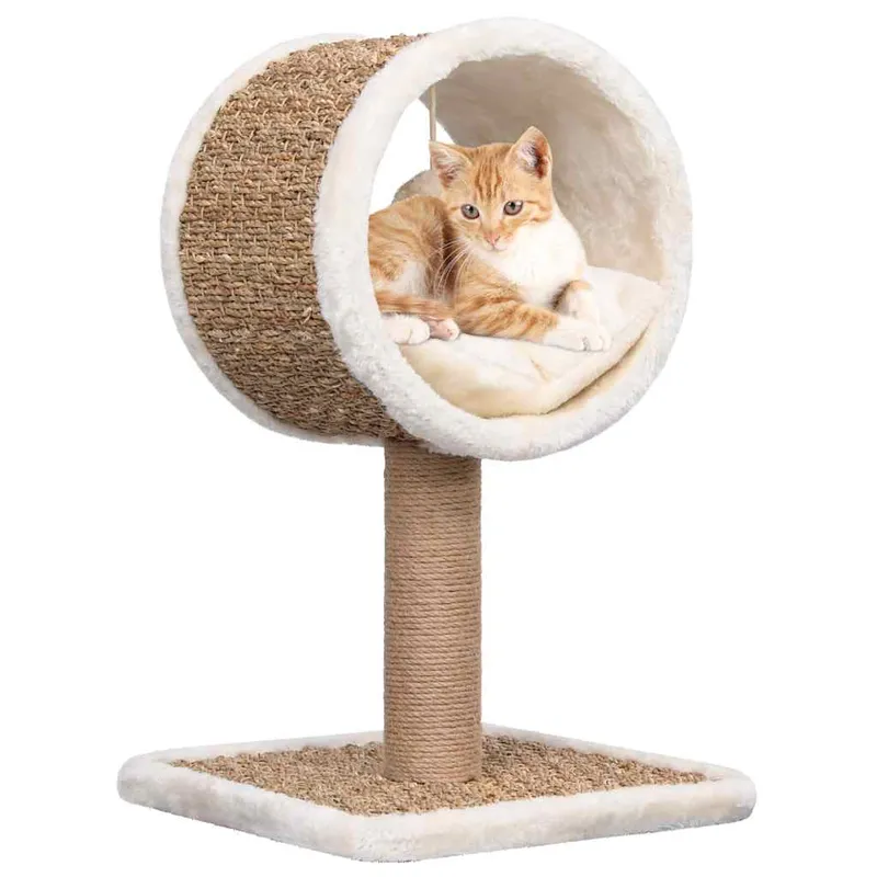 vidaXL Kattmöbel med tunnel och leksak 56 cm sjögräs