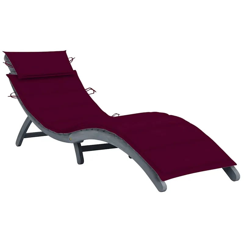 vidaXL Solsäng med dyna grå massivt akaciaträ (#9779)