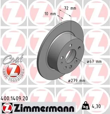ZIMMERMANN 400.1409.20 Bromsskiva