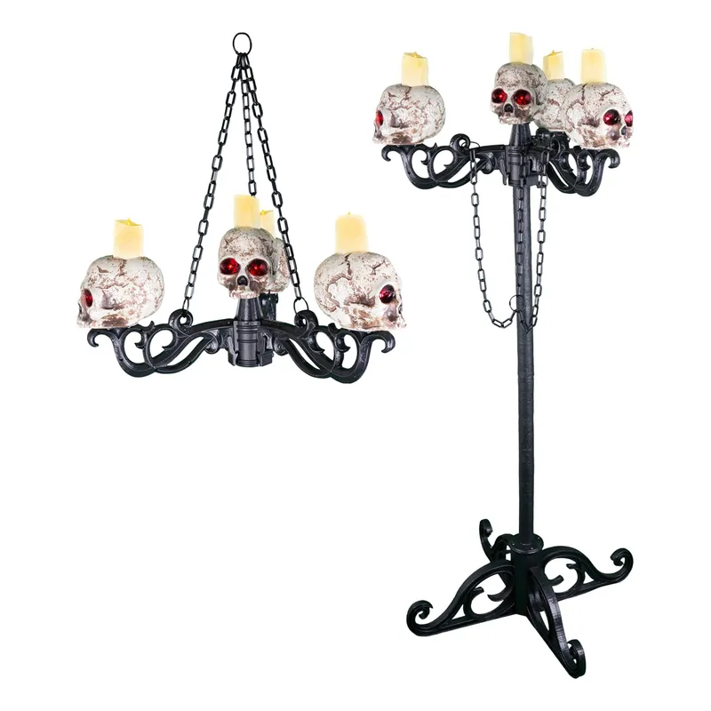 LED Takkrona/Kandelaber med Dödskallar 2in1