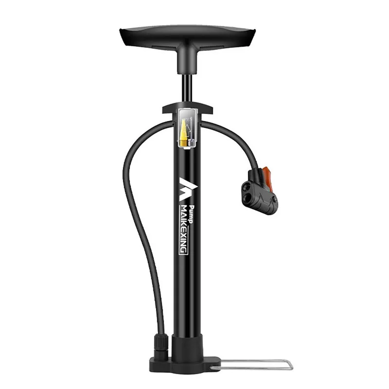Cykelpump med mätare Multifunktionell bärbar uppblåsare för cyklar och bilar 160PSI med Type 1 svart