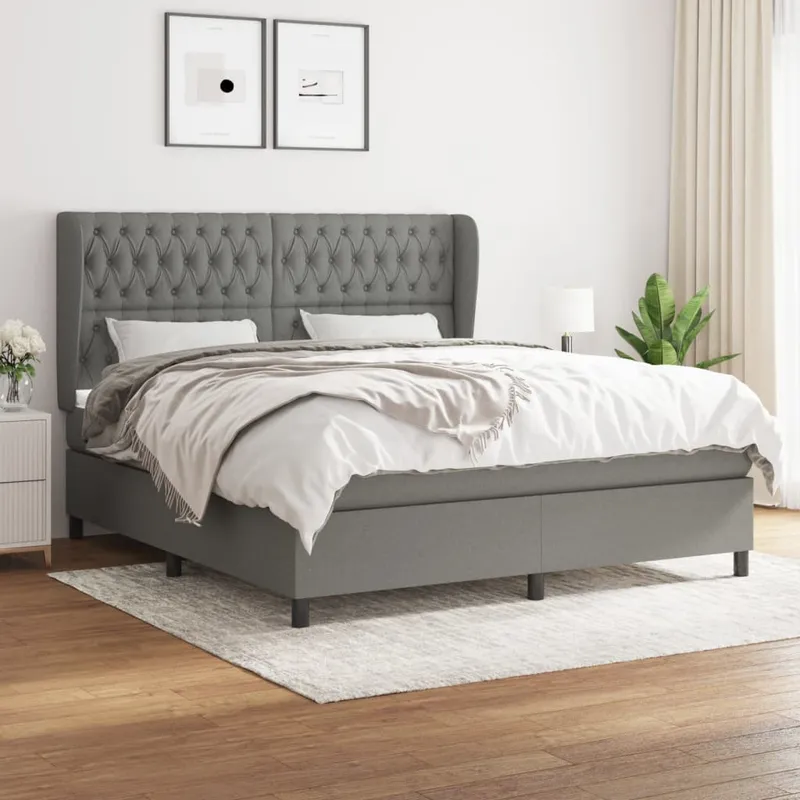 vidaXL Ramsäng med madrass mörkgrå 180×200 cm tyg (#0989)