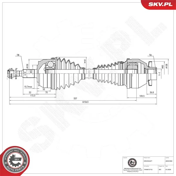 Drivaxel ESEN SKV 40SKV069