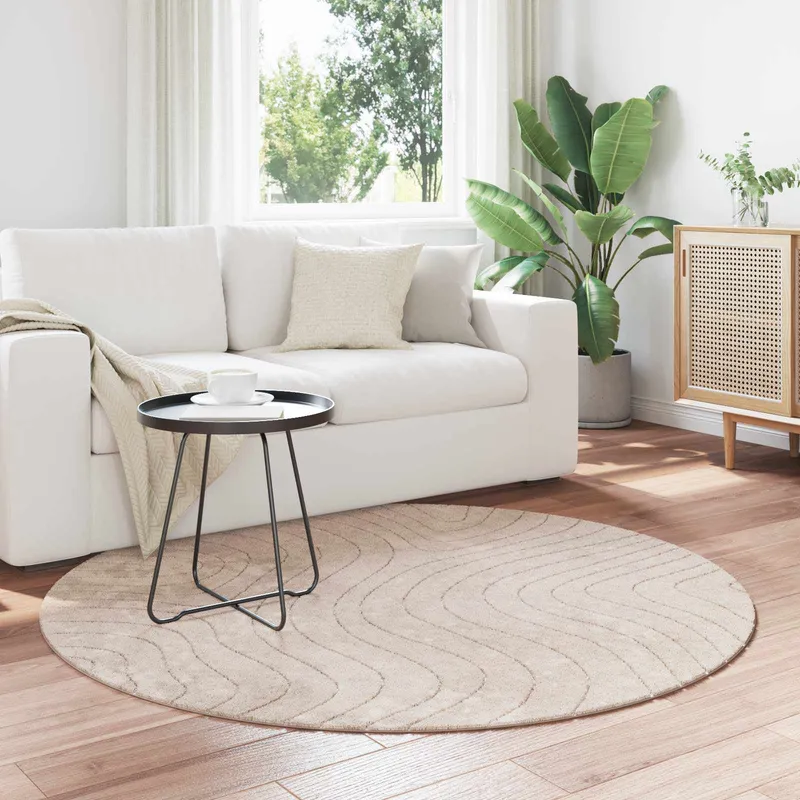 vidaXL Inomhus och utomhus matta PALMERAS Beige Ø 200 CM Polyester