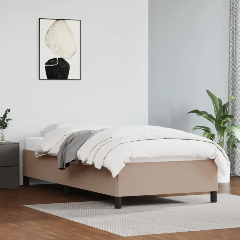 vidaXL Sängram utan madrass cappuccino 100×200 cm konstläder