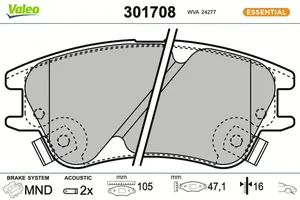 Bromsbelägg VALEO 301708